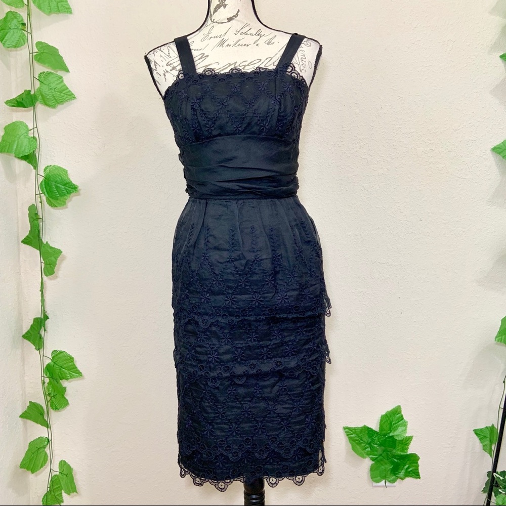Vintage Sa’Bett 1950’s Eyelet Lace Black Dress 🍀 - Picture 5 of 8